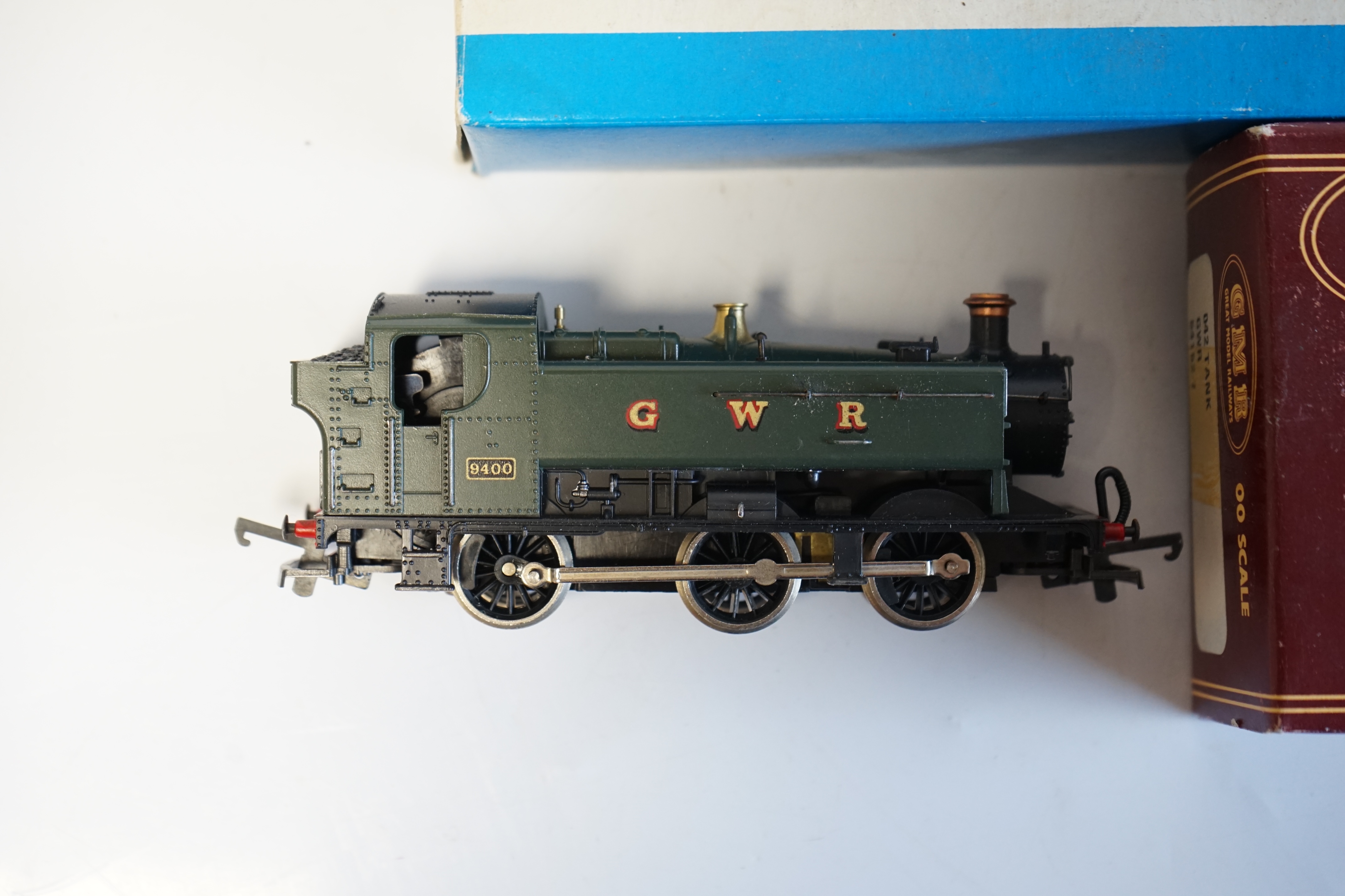 Three 00 gauge GWR steam locomotives by Lima and Airfix; a Prairie Tank locomotive, 6110, a Class 94xx loco and a Class 14xx. Condition - fair, two locos boxed